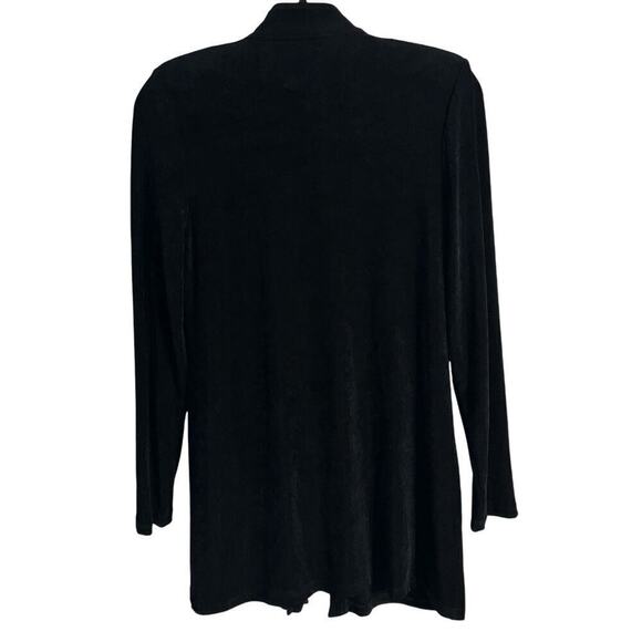 Travelers by Chico’s Long Length Ruffled Full Zip Black Jacket | XS - Picture 4 of 8